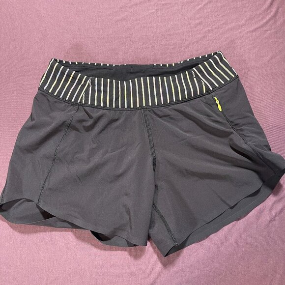 Ivivva (Lululemon kids) Shorts in black with black/white striped band - size 14 - Picture 1 of 7